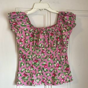 Pinup girl clothing pink lemonade peasant top